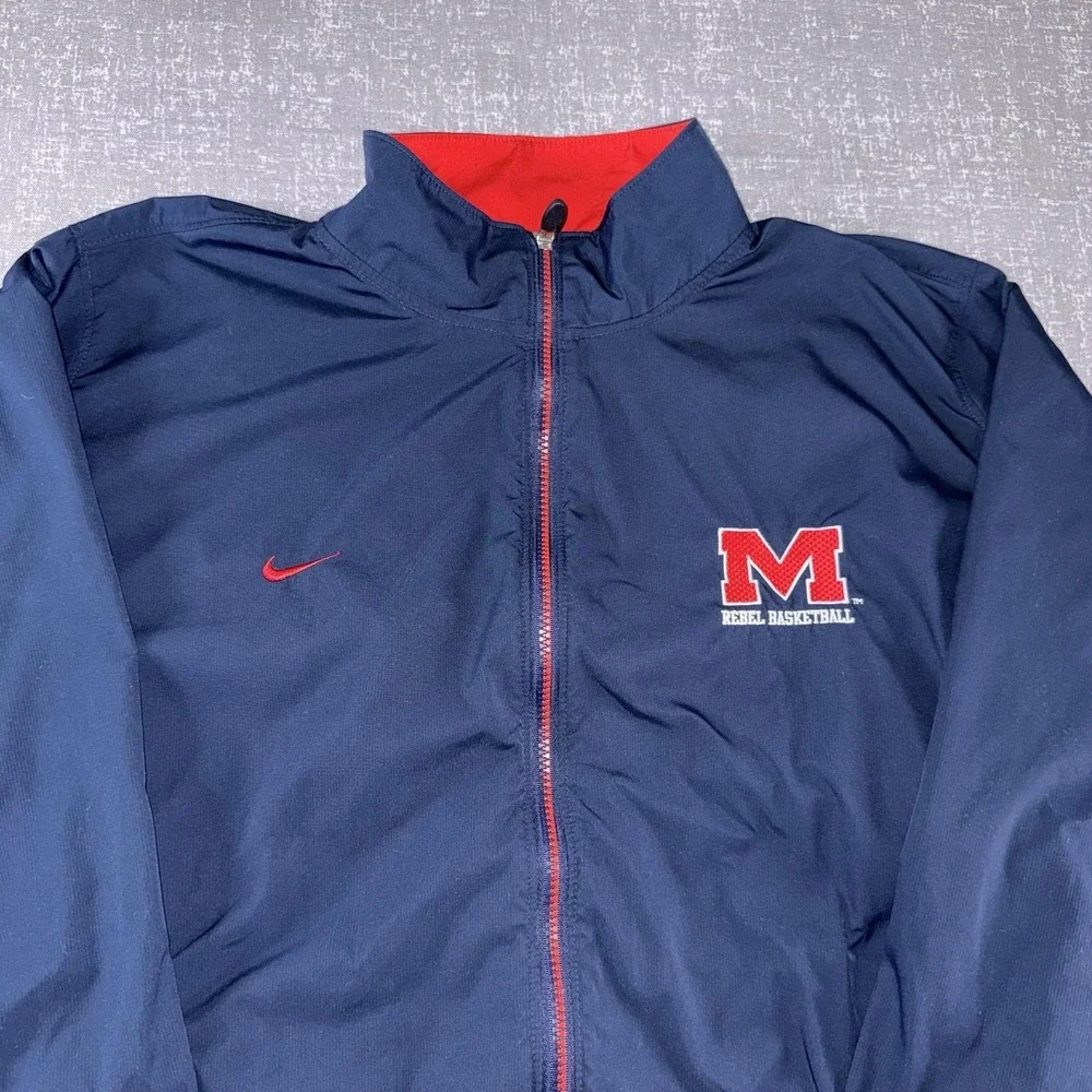 Ole Miss Rebels Jacket Mens XL Blue NCAA Basketball Nike Clima-FIT Full Zip